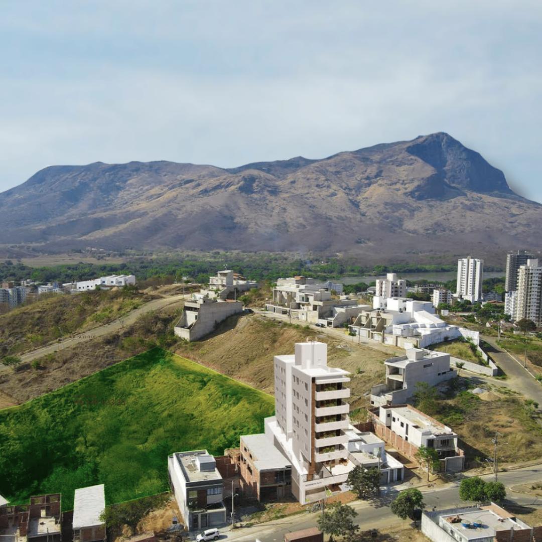 Renderização 3D do Residencial Alfa inserida no local real